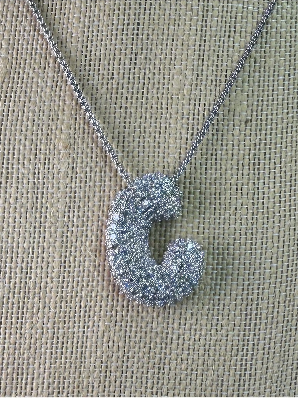 Dazzling Silver 'C' Crystal Initial Necklace